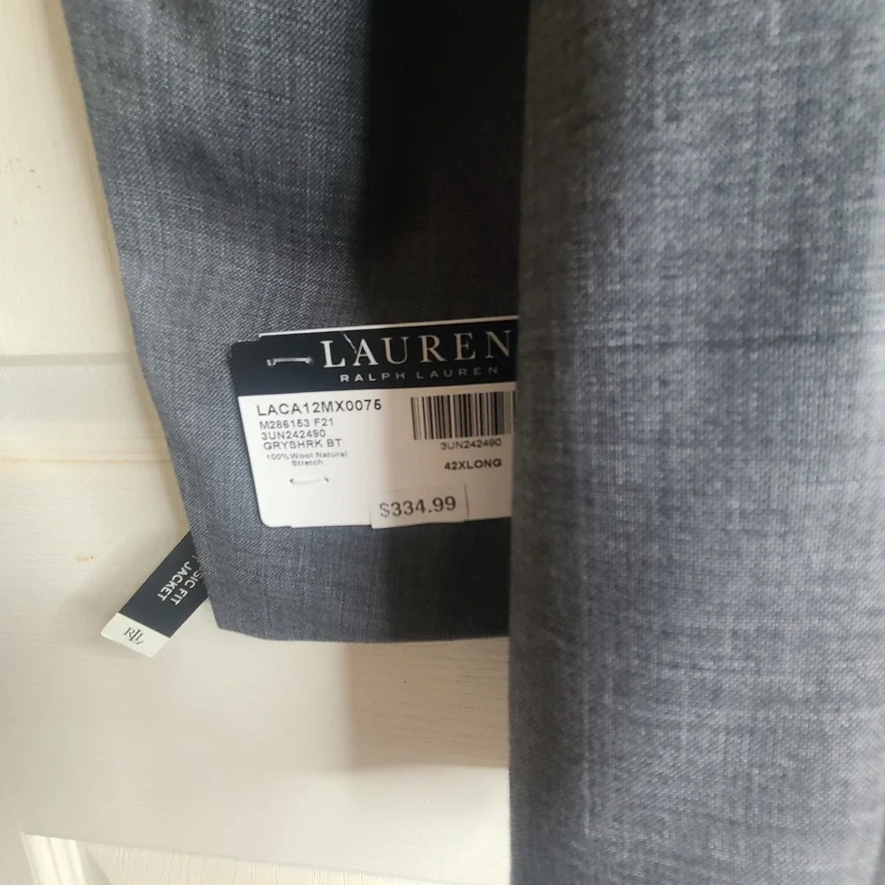 Lauren Ralph Lauren 42L Gray Ultraflex Blazer Sport Coat 100% Wool Classic Fit
